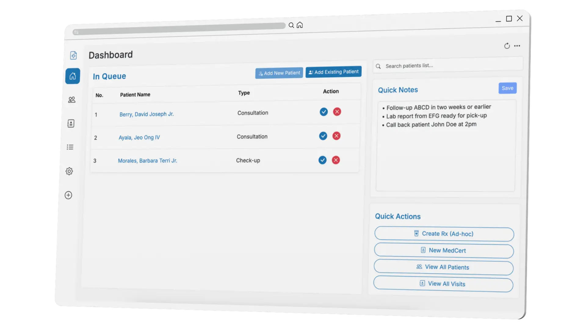 A screenshot of a digital medical dashboard from a platform labeled "DokTema," showing a detailed patient profile for a fictional patient named Dodson, Bryan David. The profile displays demographic data including age 54, sex marked as female, status as single, and phone number (990)939-4172. The address listed is 53119 Sharon Path Suite 545, Port Tammyshire, WA 79445. The patient is referred by Dr. Nichols and their HMO is listed as Castillo, Paul and Wade. The interface shows two main tabs: "Visits" (active) and "Files." Under Visits, five medical records are logged with visit dates ranging from January 8, 2021, to September 26, 2025. Each record includes columns for Subjective notes (e.g., recurring dizziness), Objective findings (e.g., mild lumbar tenderness), Assessment (e.g., positional vertigo or asthma), and Plan (e.g., vestibular rehab or pulmonologist referral). The platform includes blue buttons for "Upload File" and "Add New Visit" along with an "Edit Profile" option. The layout features a clean, professional UI with white and gray tones and blue highlights.